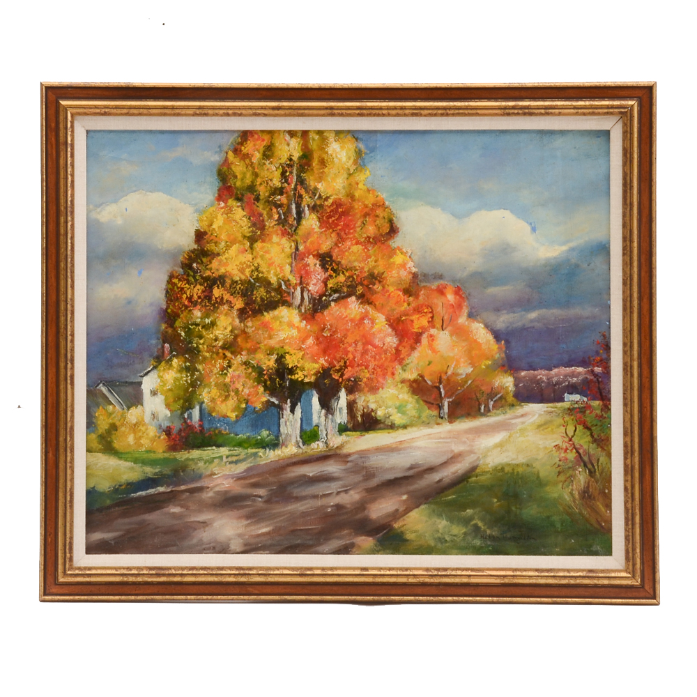 Helen Hamilton Original Vintage Oil Painting on Canvas