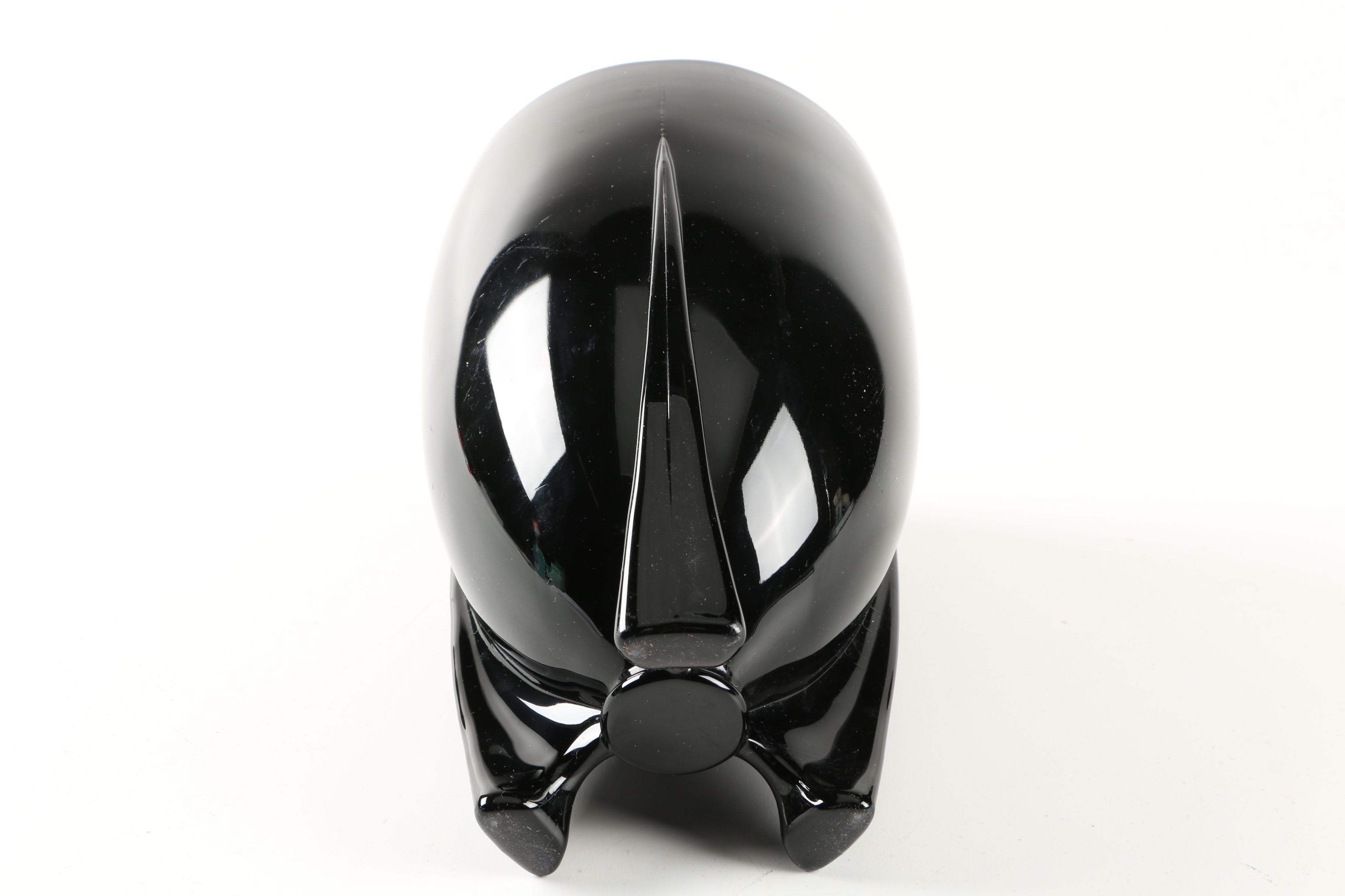 Art Deco Style Black Glass Torpedo Vase
