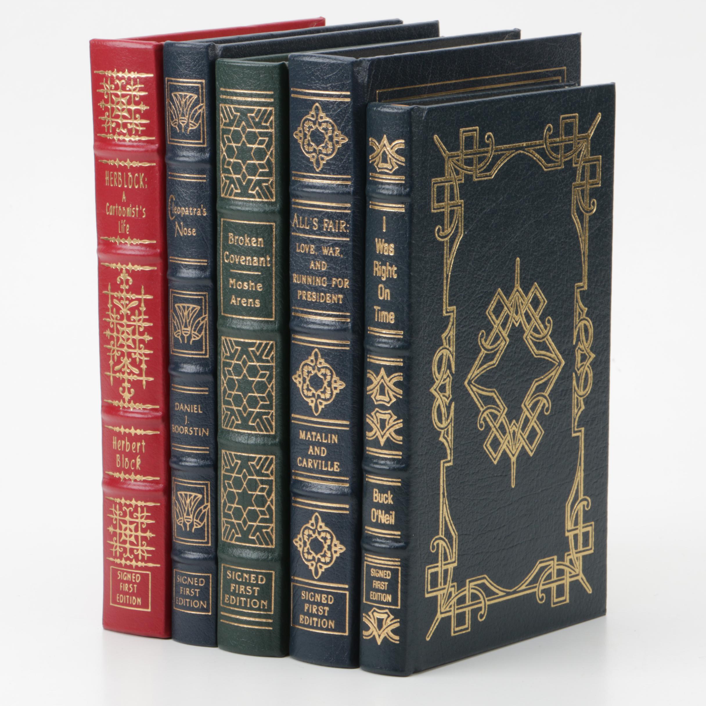 Signed Leather Bound Books Including "I Was Right on Time" Signed by Buck O'Neil