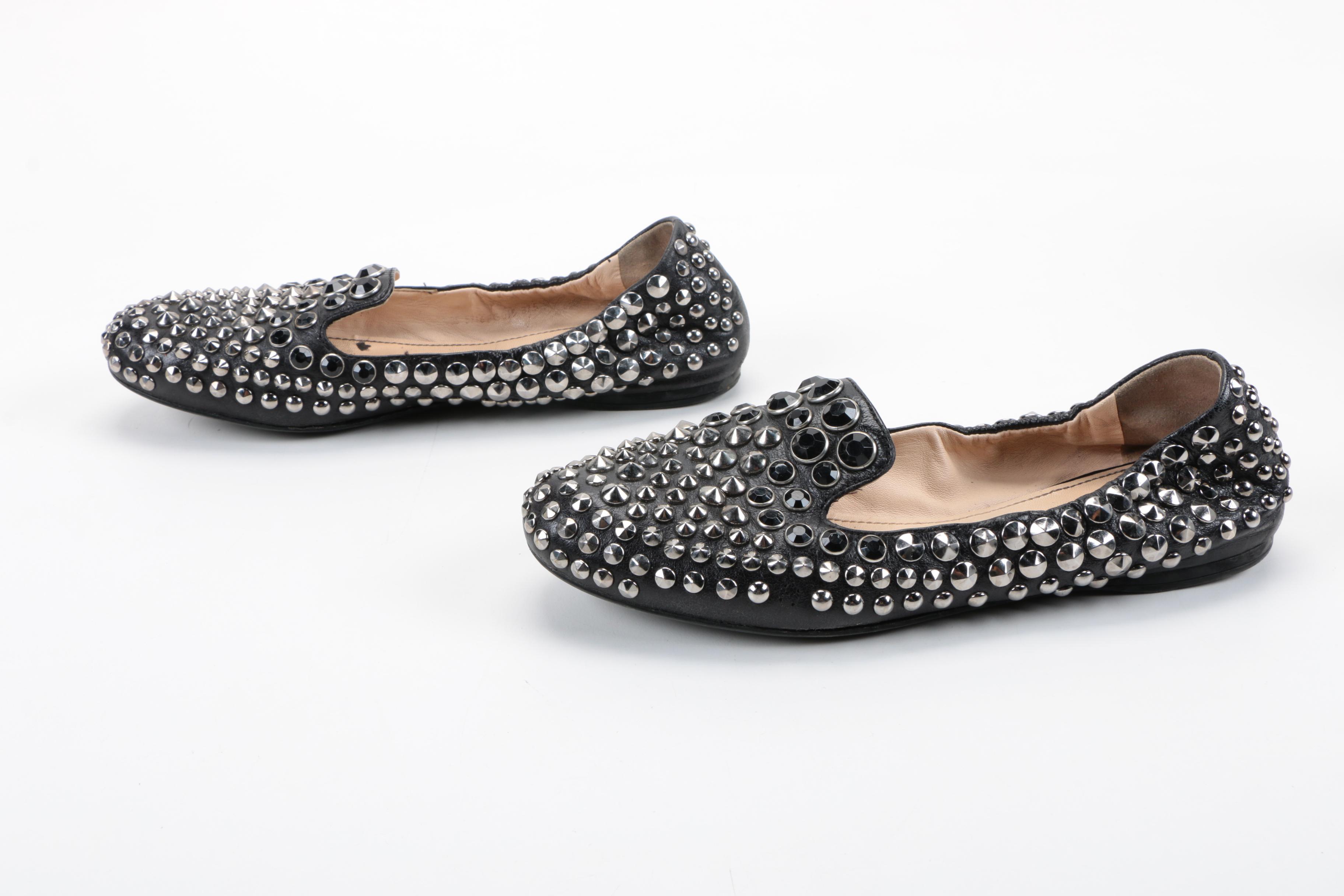 Prada Studded Leather Flats