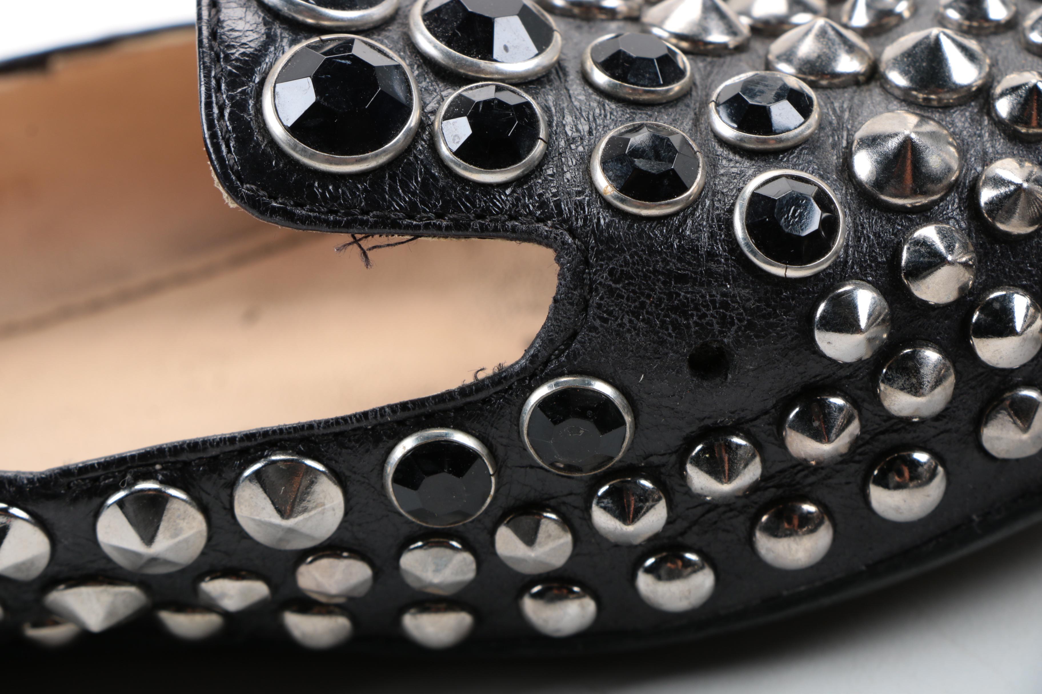Prada Studded Leather Flats