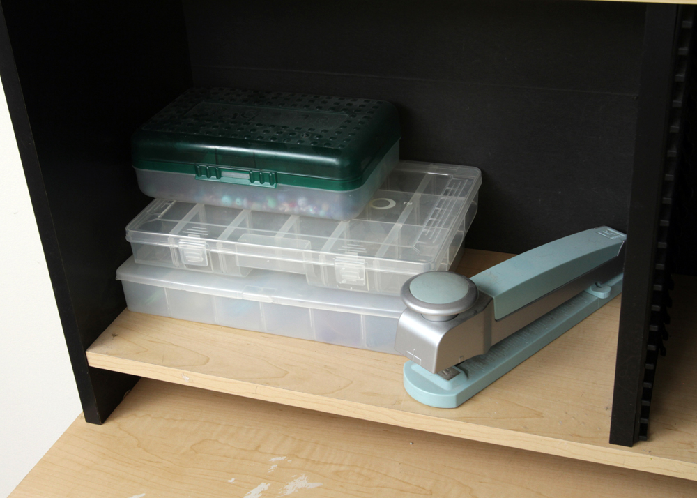 Corner Craft Desk with Glass Bead and Art Supplies