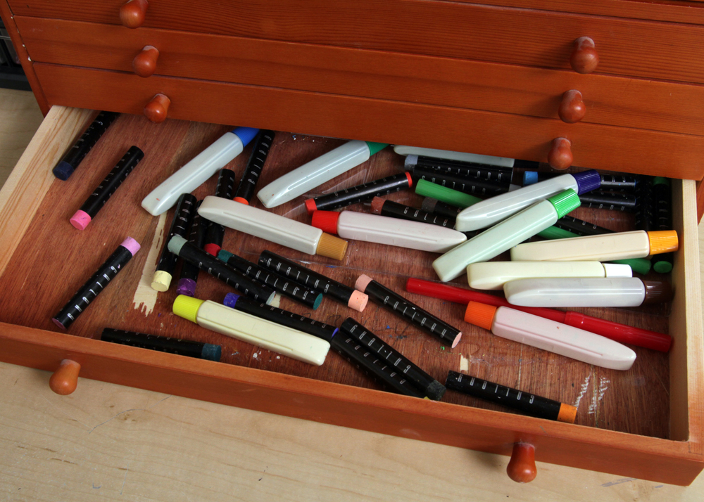 Corner Craft Desk with Glass Bead and Art Supplies