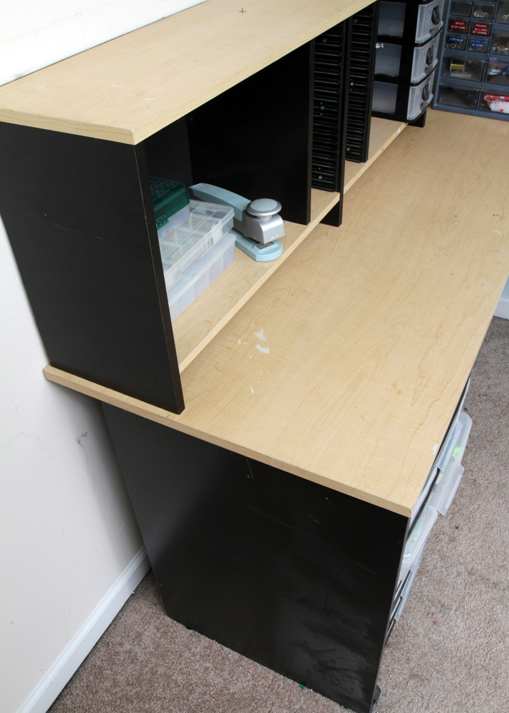 Corner Craft Desk with Glass Bead and Art Supplies