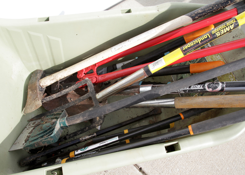 Ames Wheelbarrow and Assorted Yard Tools