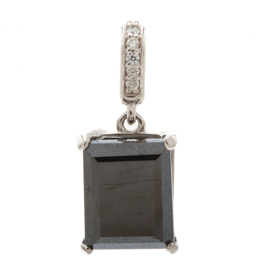 14K White Gold Black Moissanite Diamond Pendant