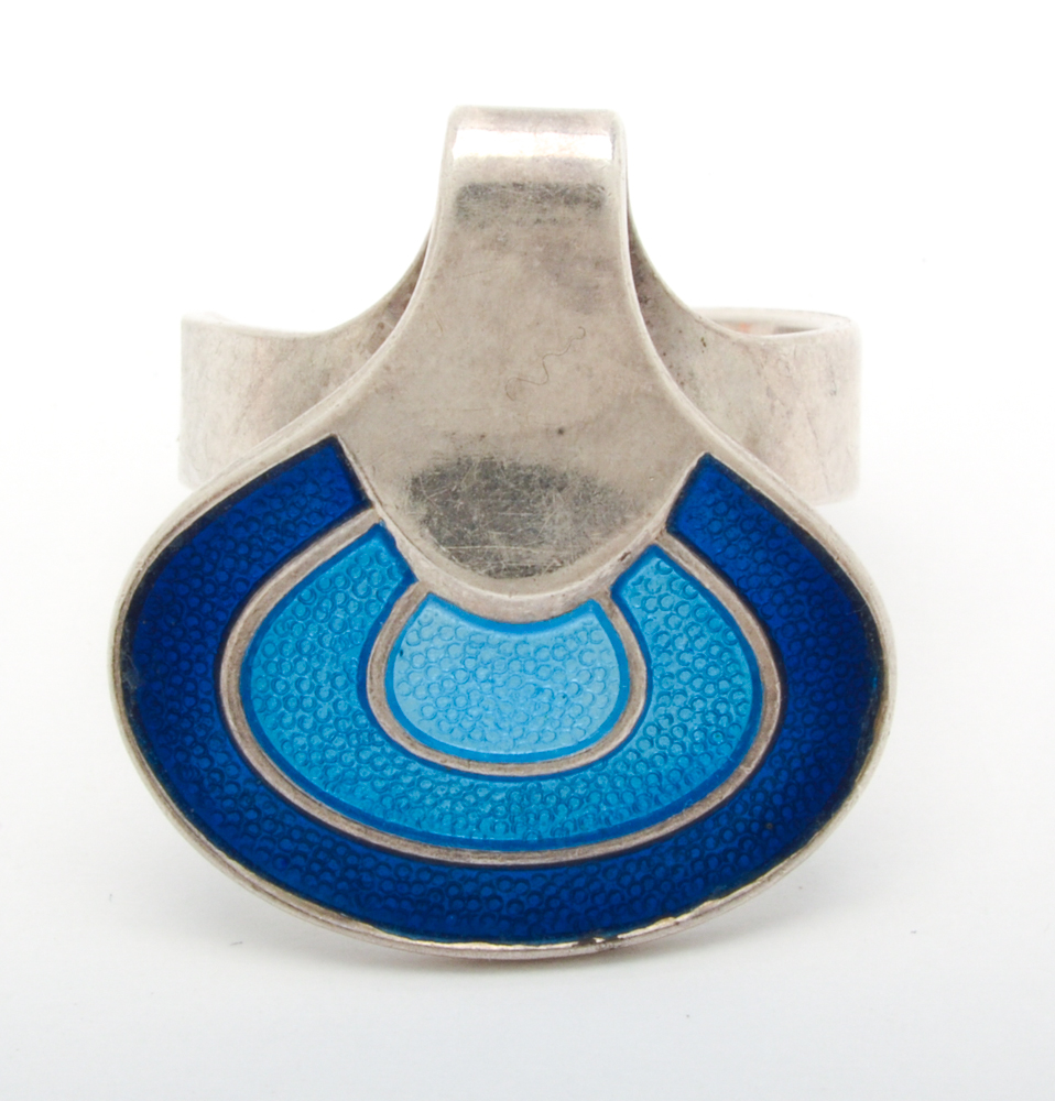 David Andersen Norwegian Modernist Sterling Silver Ring and Cuff Bracelet