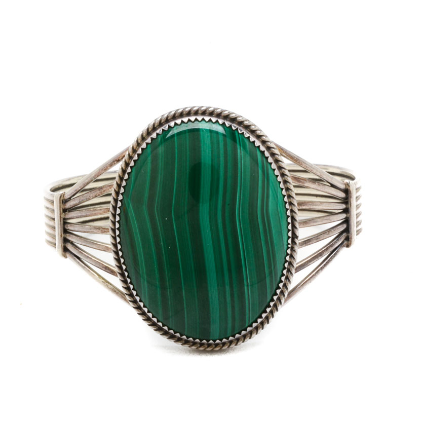 Sterling Silver and Malachite Cuff Bracelet