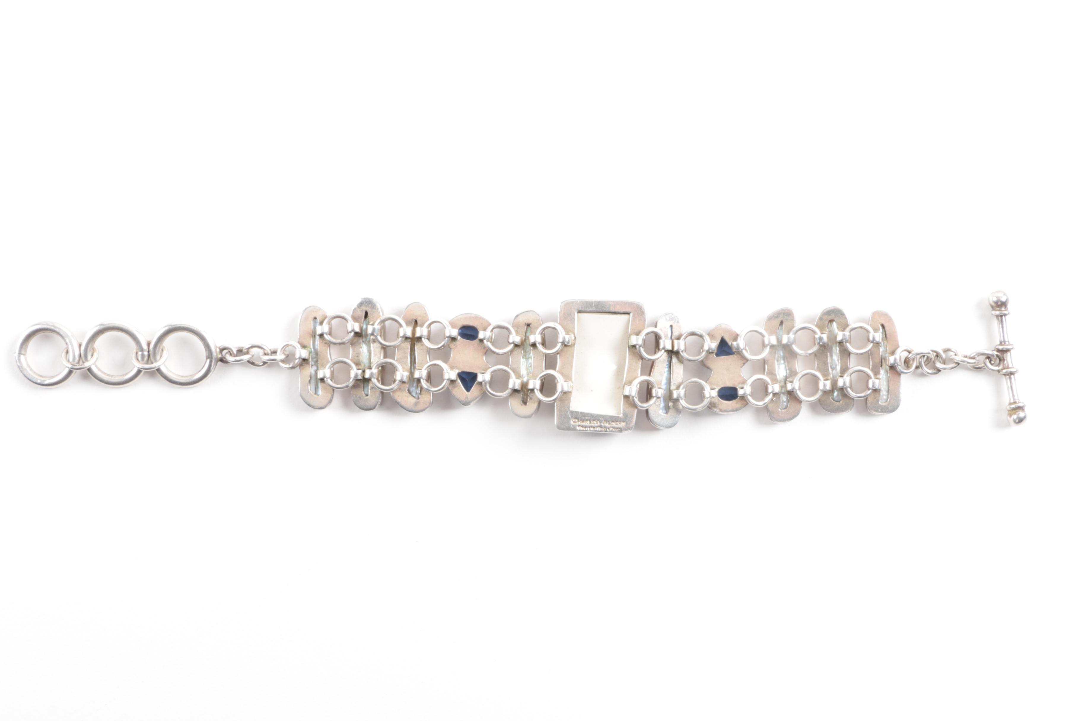 Sterling Silver Gemstone Bracelet Including Pendants