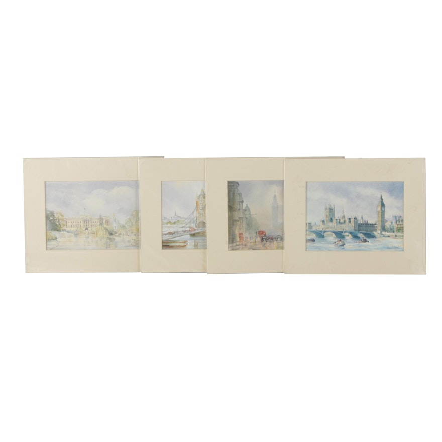 Four Offset Lithographic Reproduction Prints after David Eddington Watercolors
