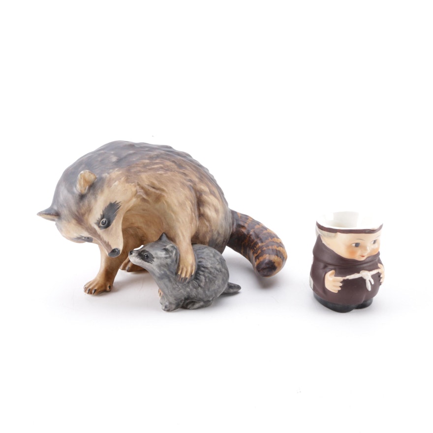 Goebel Friar Tuck Creamer and Raccoon Family Figurine