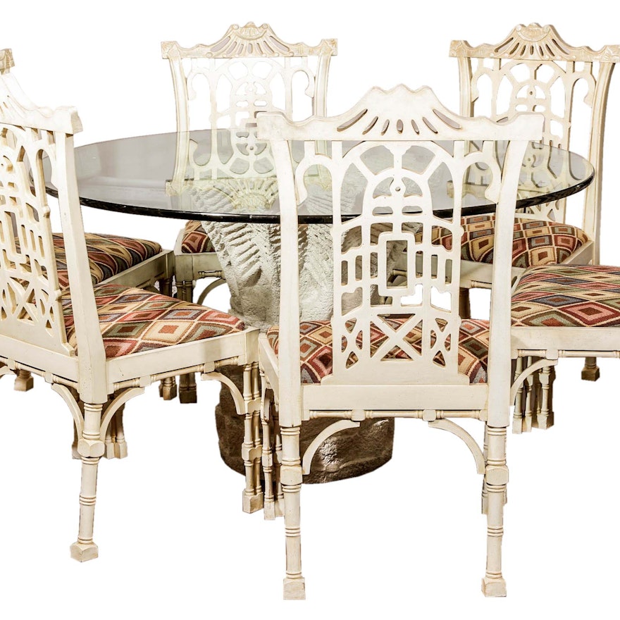 Chinese Chippendale Style Table and Chairs