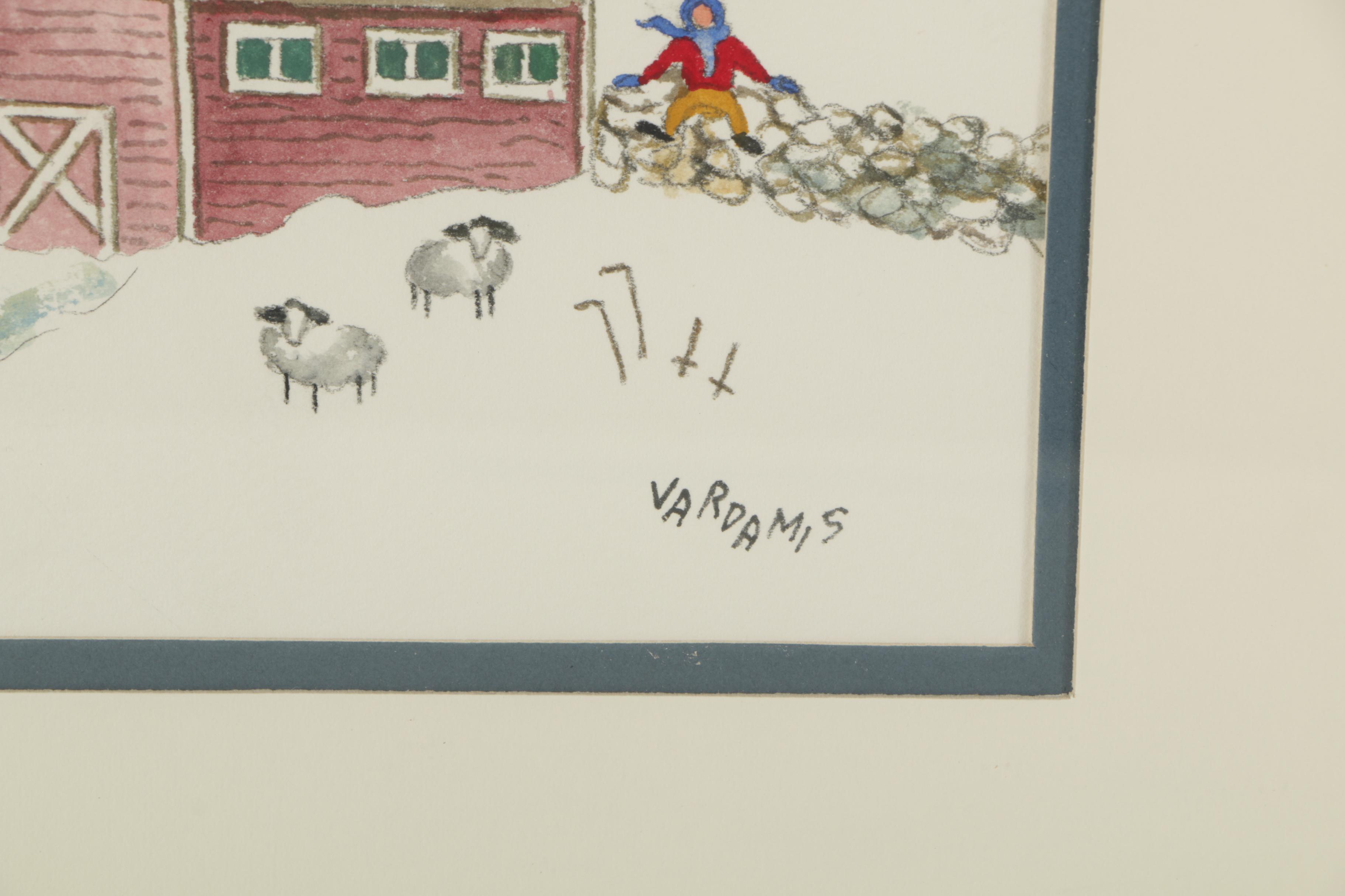 Two Antoinette Vardamis Watercolors "Down the Slopes" and "September Harvest"