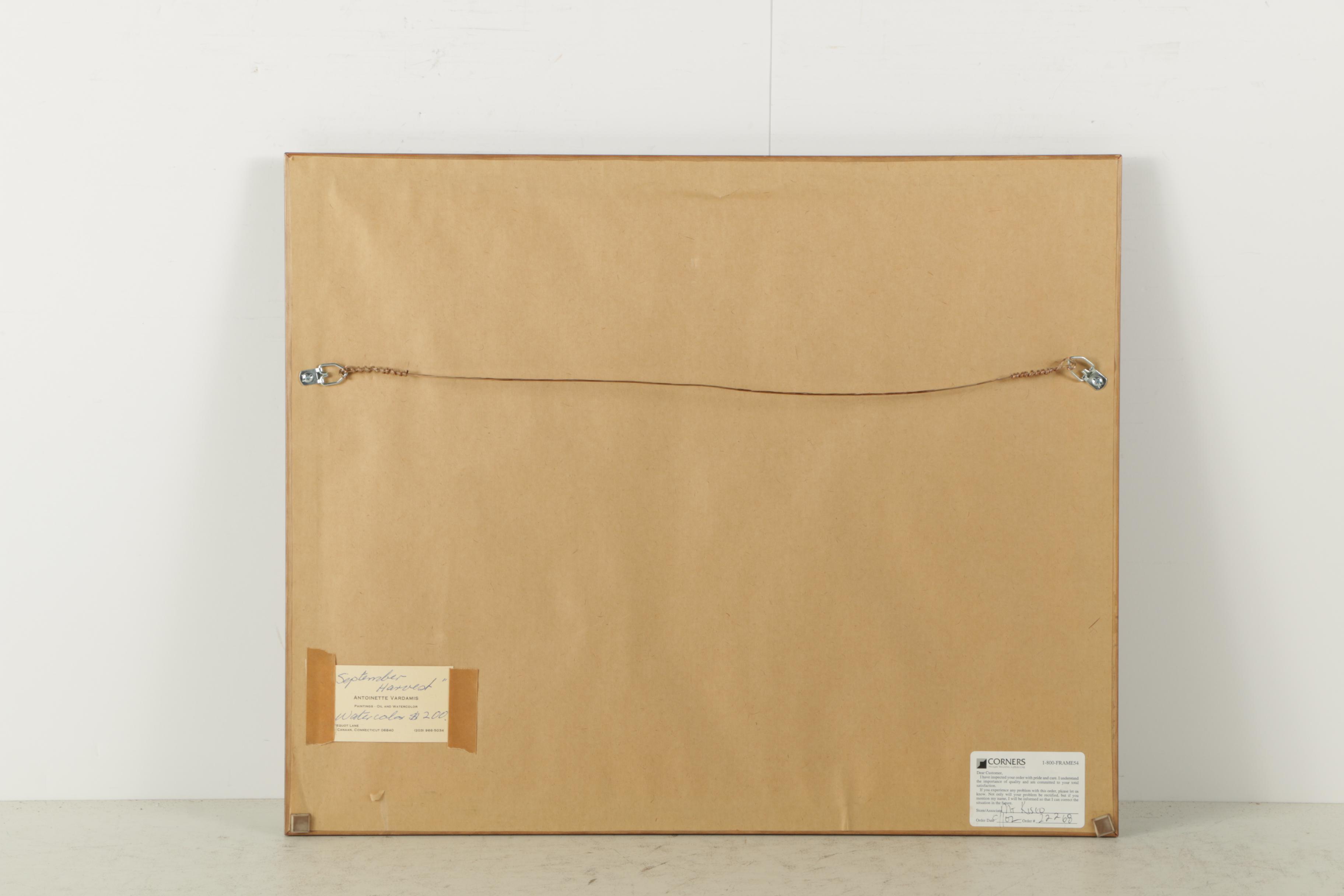 Two Antoinette Vardamis Watercolors "Down the Slopes" and "September Harvest"