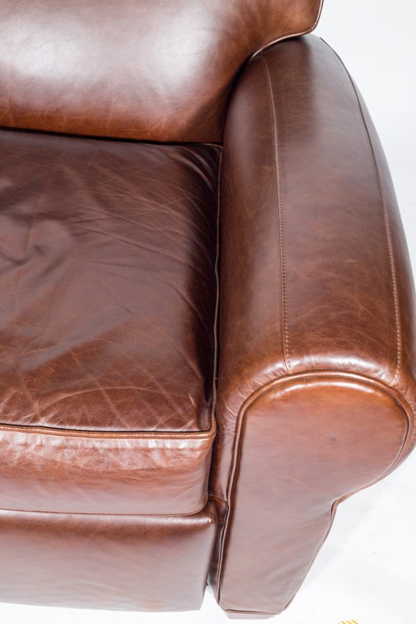 Pottery Barn Brown Leather Armchair Designed by Mitchell Gold and Bob Williams