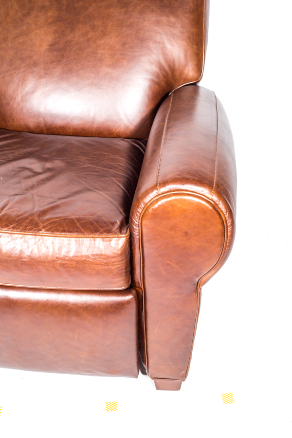 Pottery Barn Brown Leather Armchair Designed by Mitchell Gold and Bob Williams
