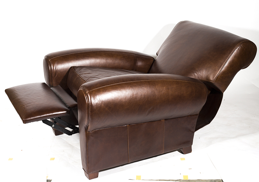 Pottery Barn Brown Leather Armchair Designed by Mitchell Gold and Bob Williams