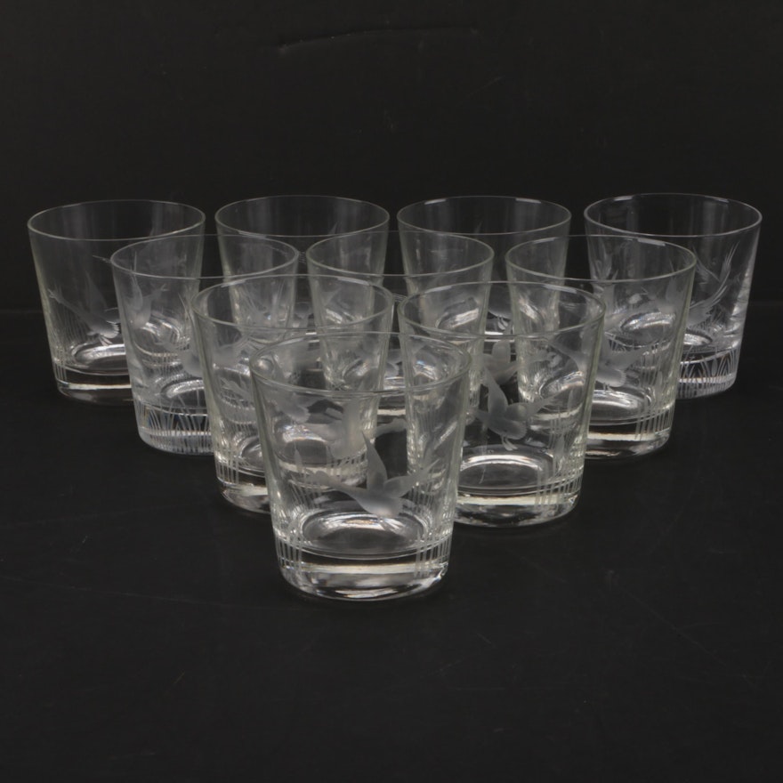 Etched Crystal Rocks Glass Set