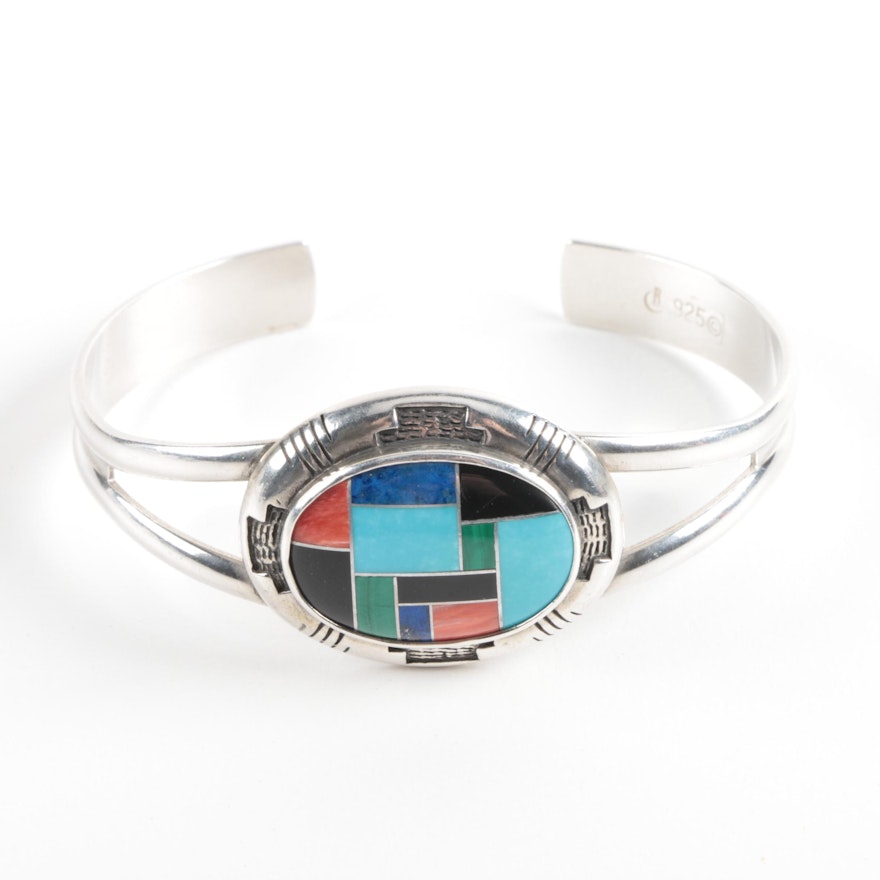 Relios by Carolyn Pollack Sterling Silver Cuff Bracelet With Gemstone Inlay