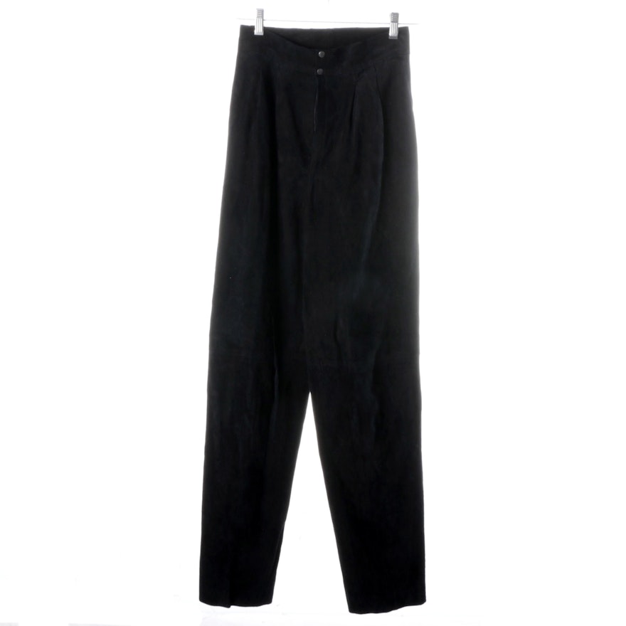 Roberto Cavalli Black Suede Pants