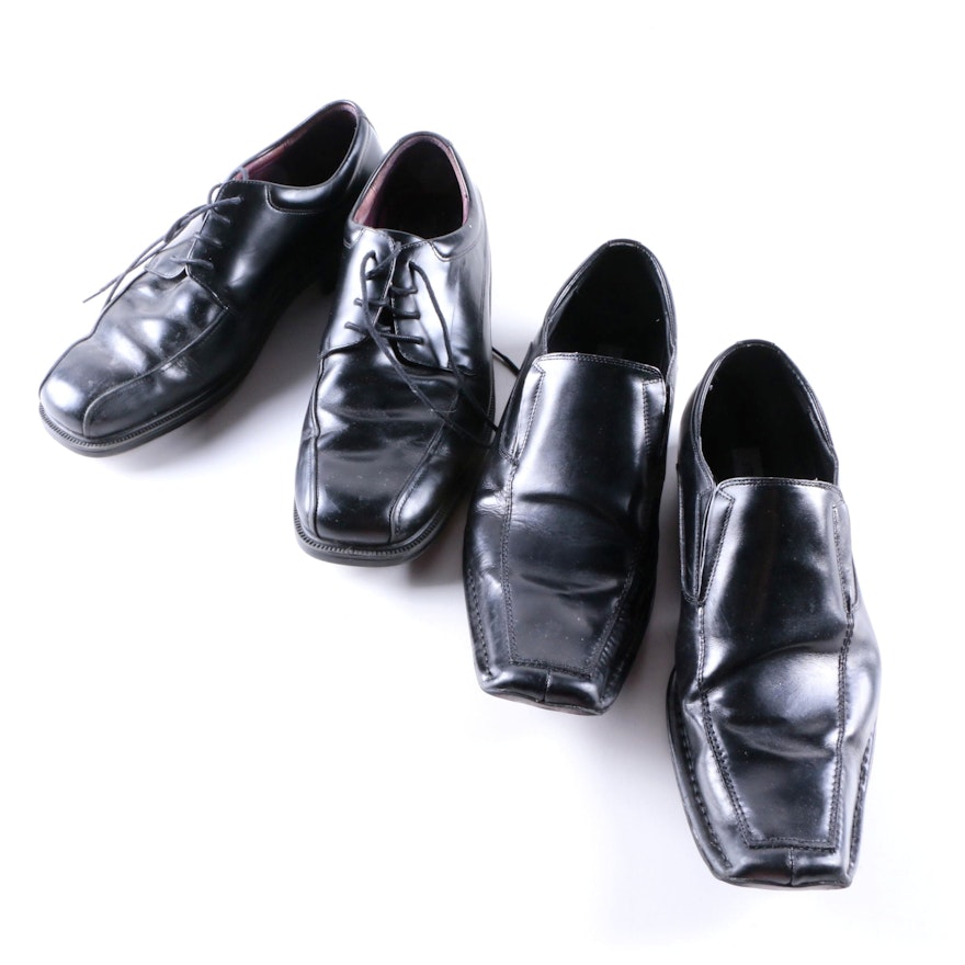 Men's Black Leather Rockport and Steve Madden Dress Shoes