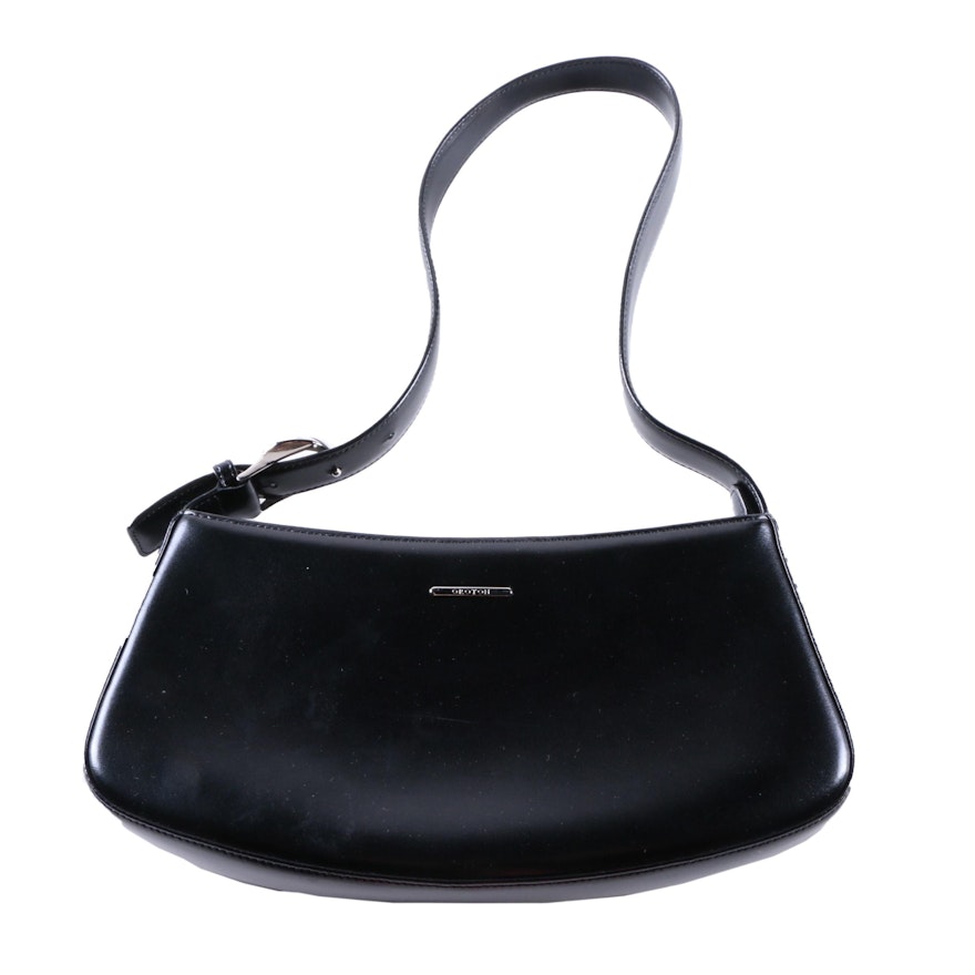 Oroton Black Leather Shoulder Bag