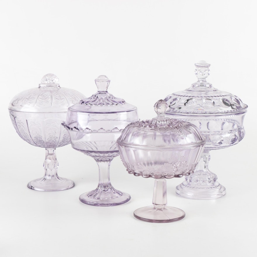 Vintage Lavender Glass Candy Dishes