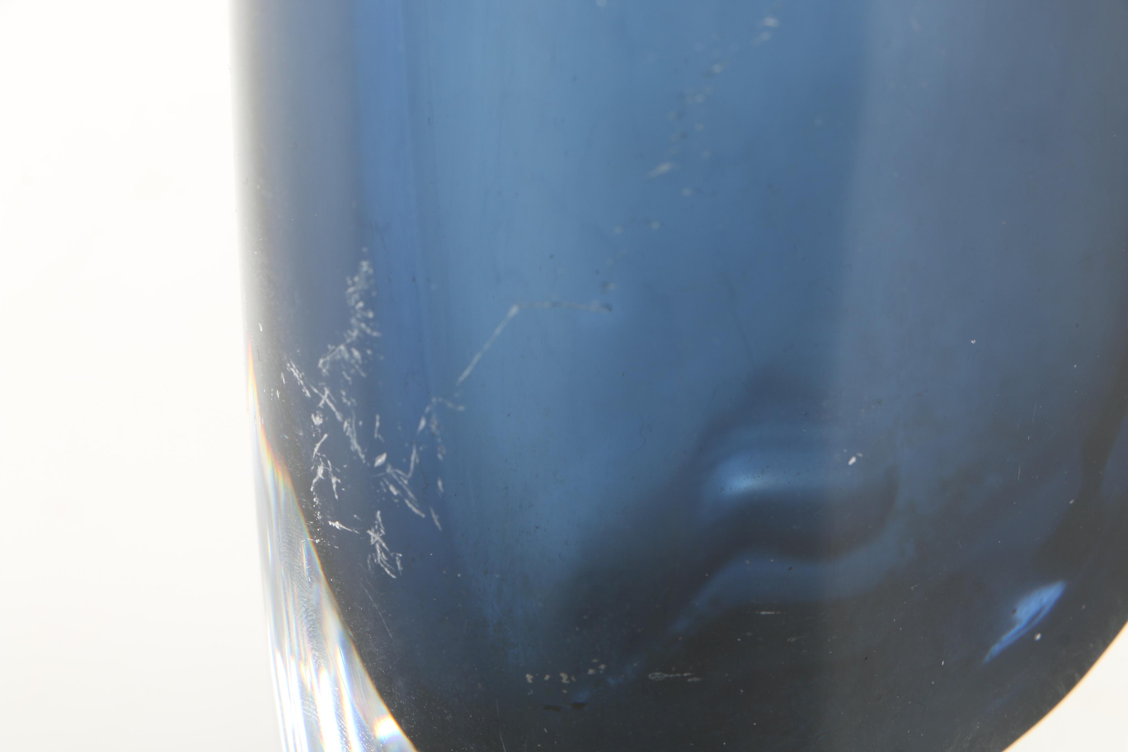 Orrefors Blue Glass Vase by Nils Landberg