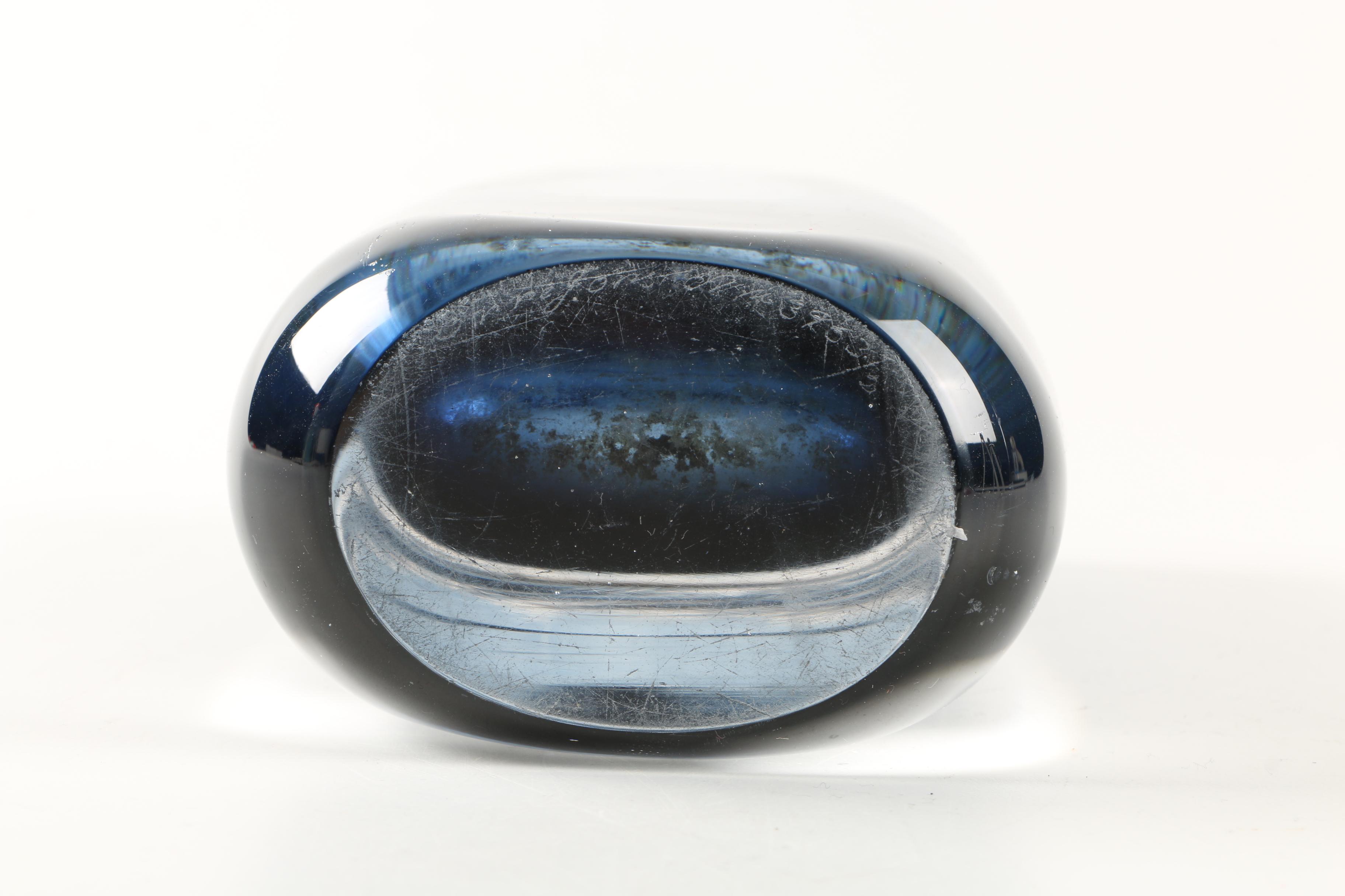 Orrefors Blue Glass Vase by Nils Landberg