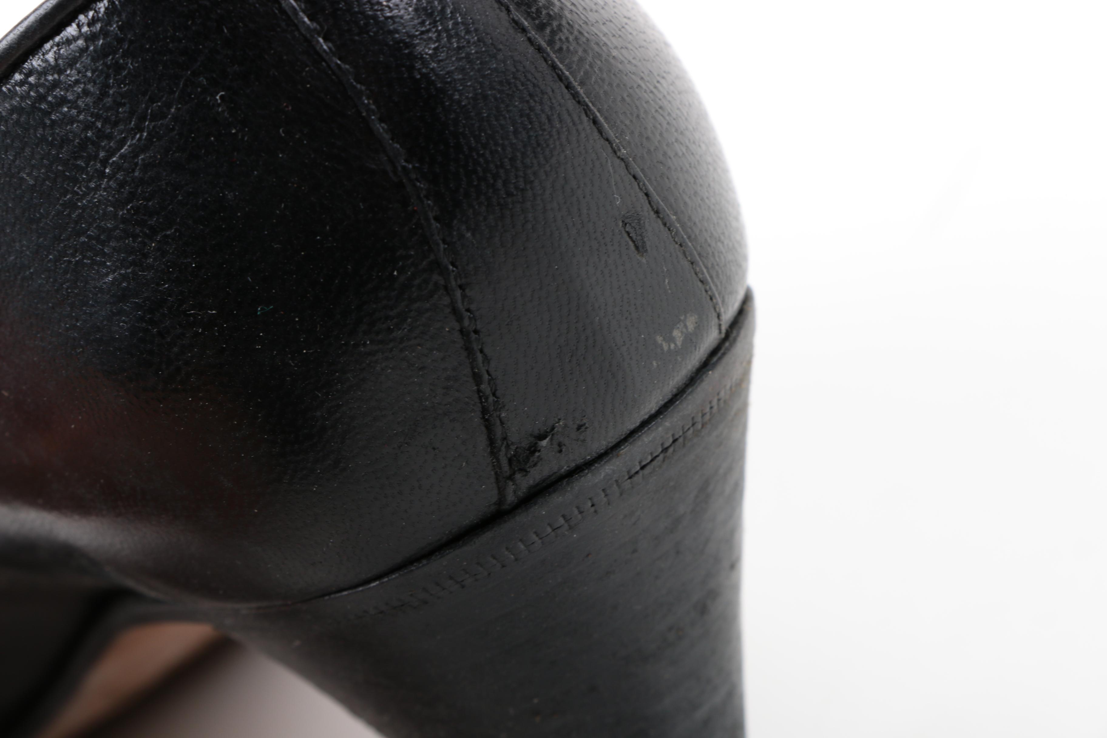 Vintage Gucci Black Leather Heeled Loafers