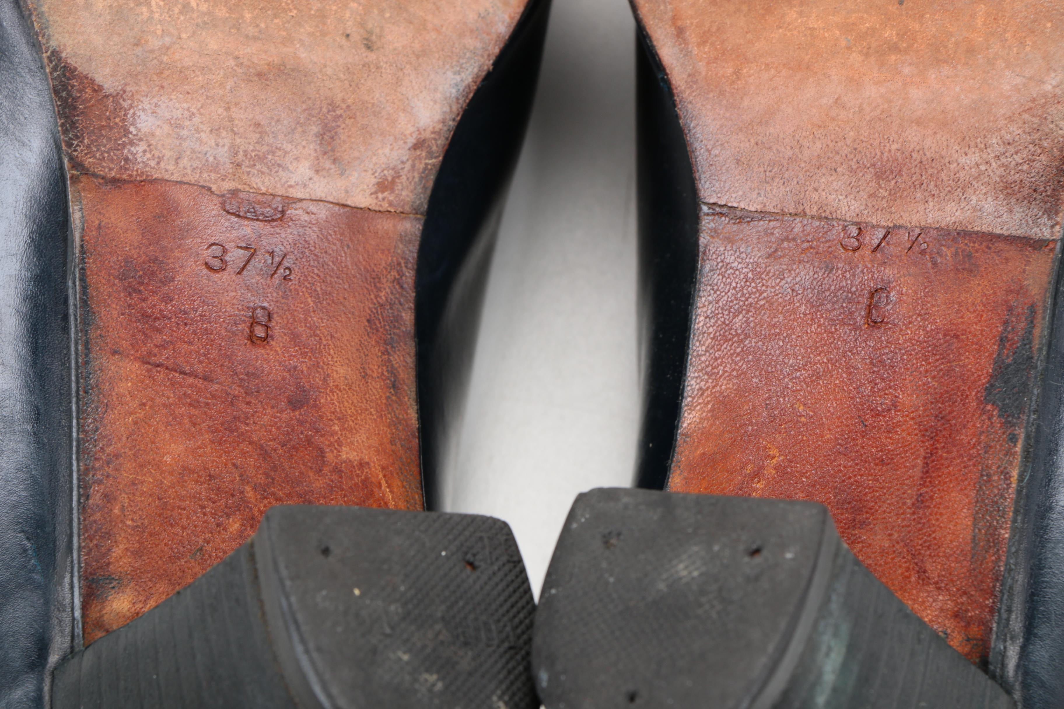 Vintage Gucci Navy Leather Heeled Loafers