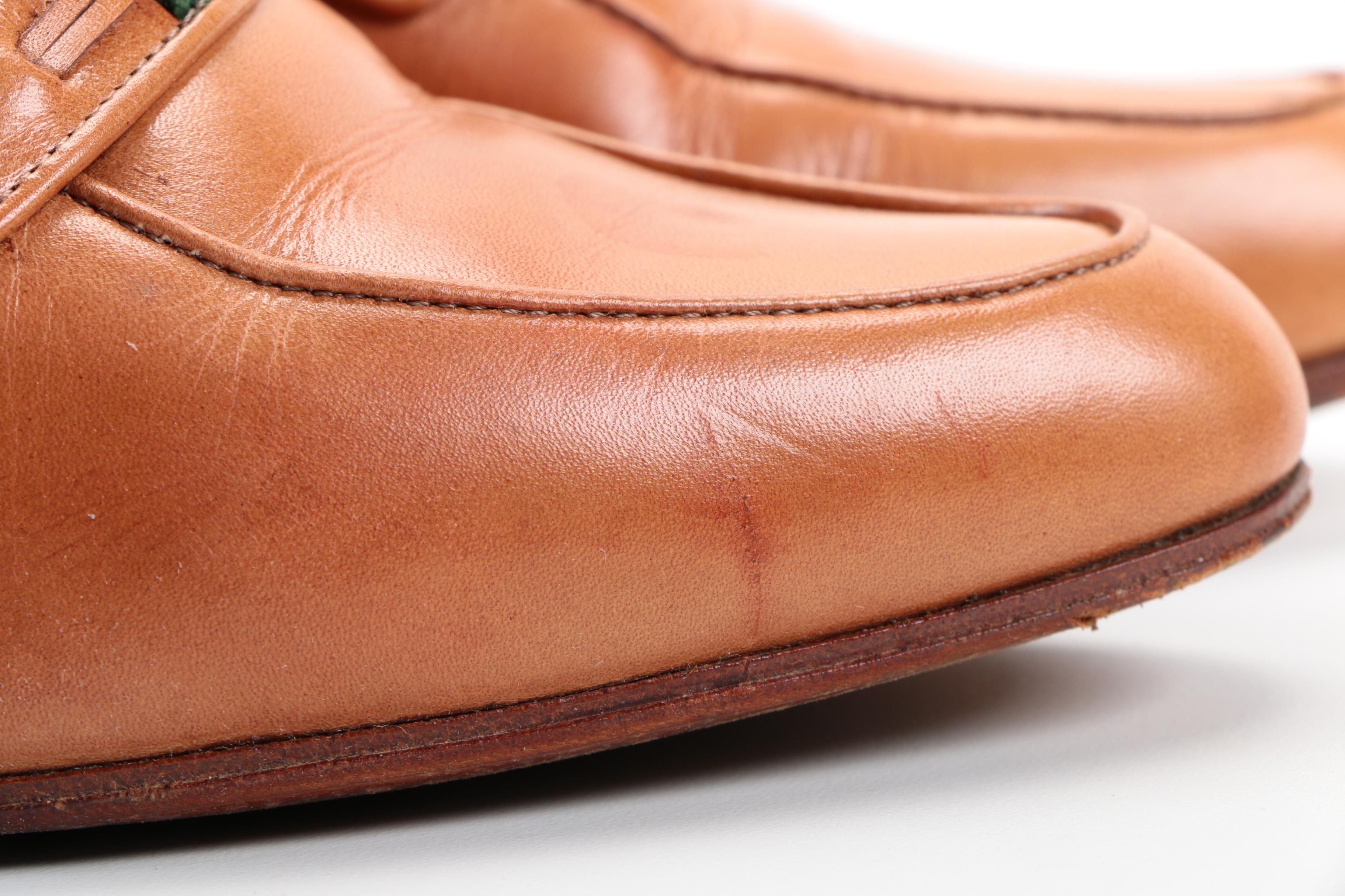 Vintage Gucci Tan Leather Heeled Loafers