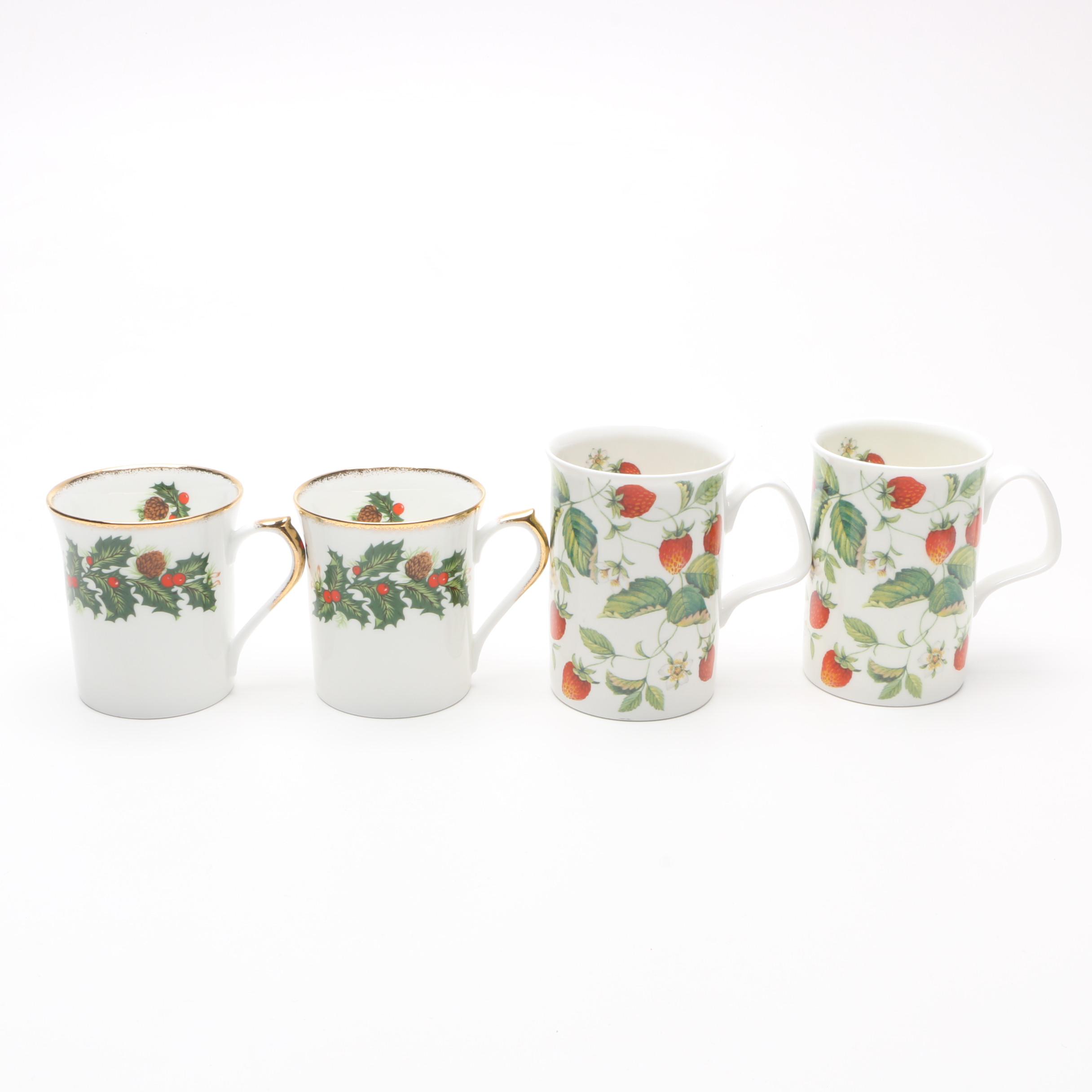 Rosina "Yuletide" and Roy Kirkham "Alpine Strawberry" Mugs
