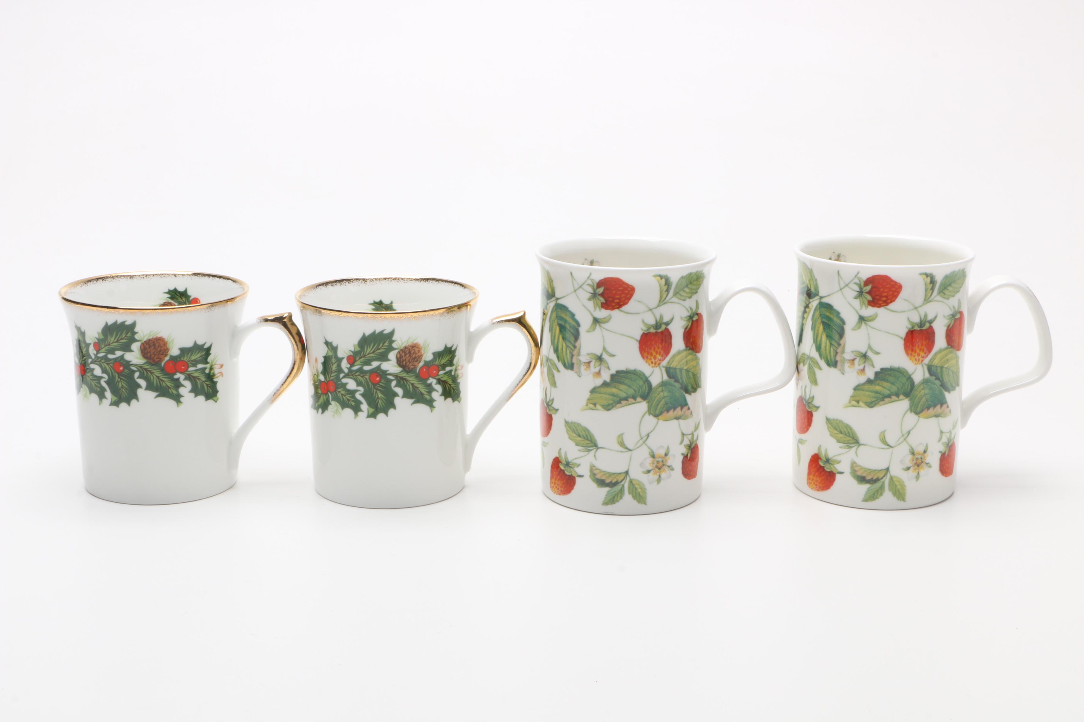 Rosina "Yuletide" and Roy Kirkham "Alpine Strawberry" Mugs