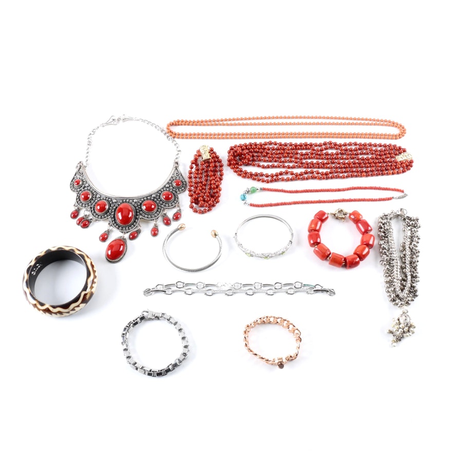 Assortment of Necklaces and Bracelets Including Marc Jacobs