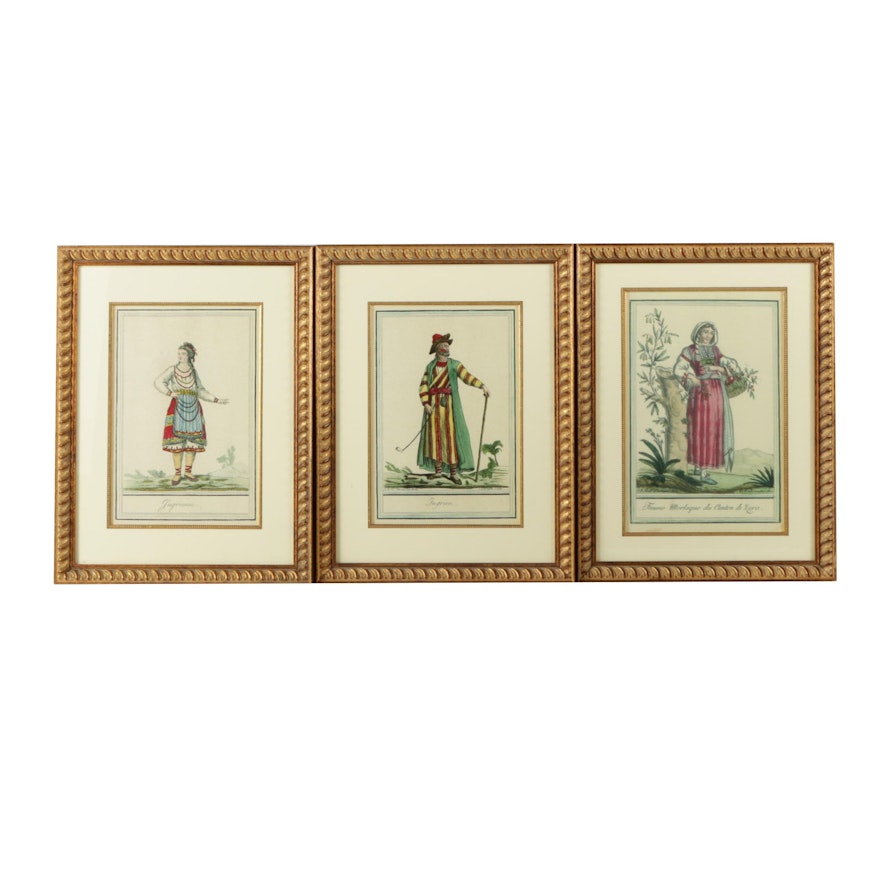 Three Reproduction Fashion Prints After Jacques Grasset of Saint-Sauveur