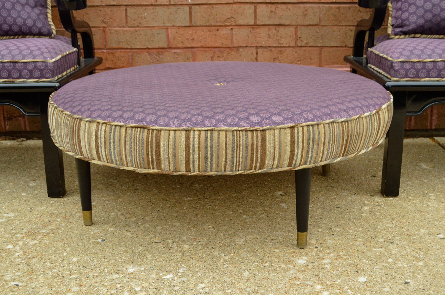 Pair of Chinese Style Armchairs and Ottoman