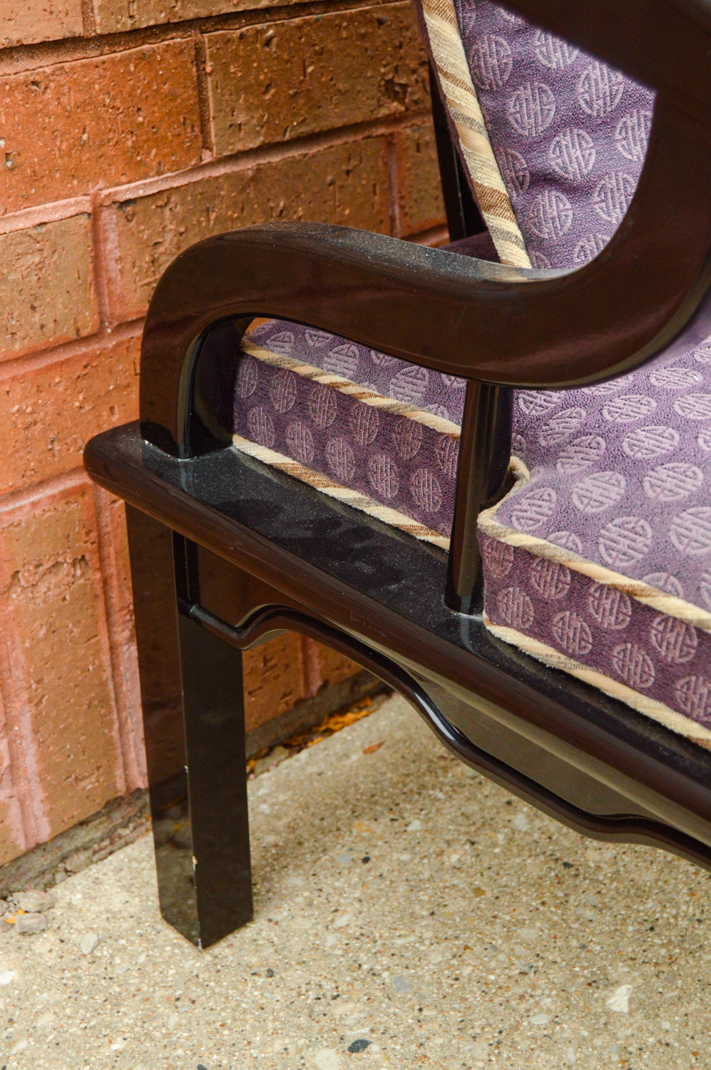 Pair of Chinese Style Armchairs and Ottoman