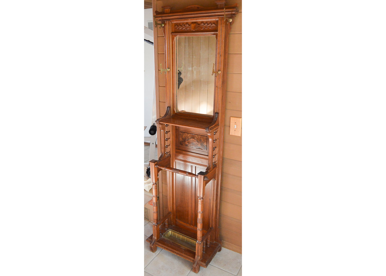 Antique Eastlake Walnut Hall Tree