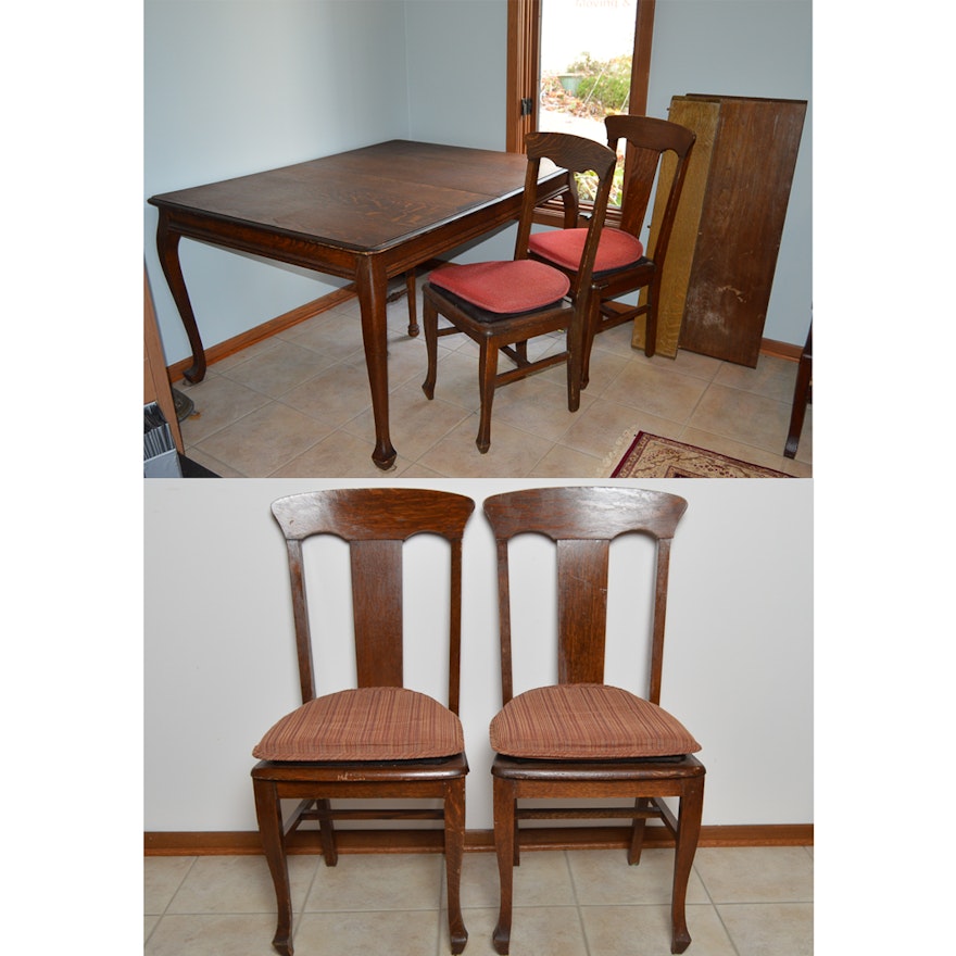 Vintage Walnut Dining Table with Chairs