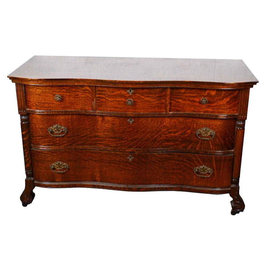 Antique Victorian Tiger Oak Chest of Drawers