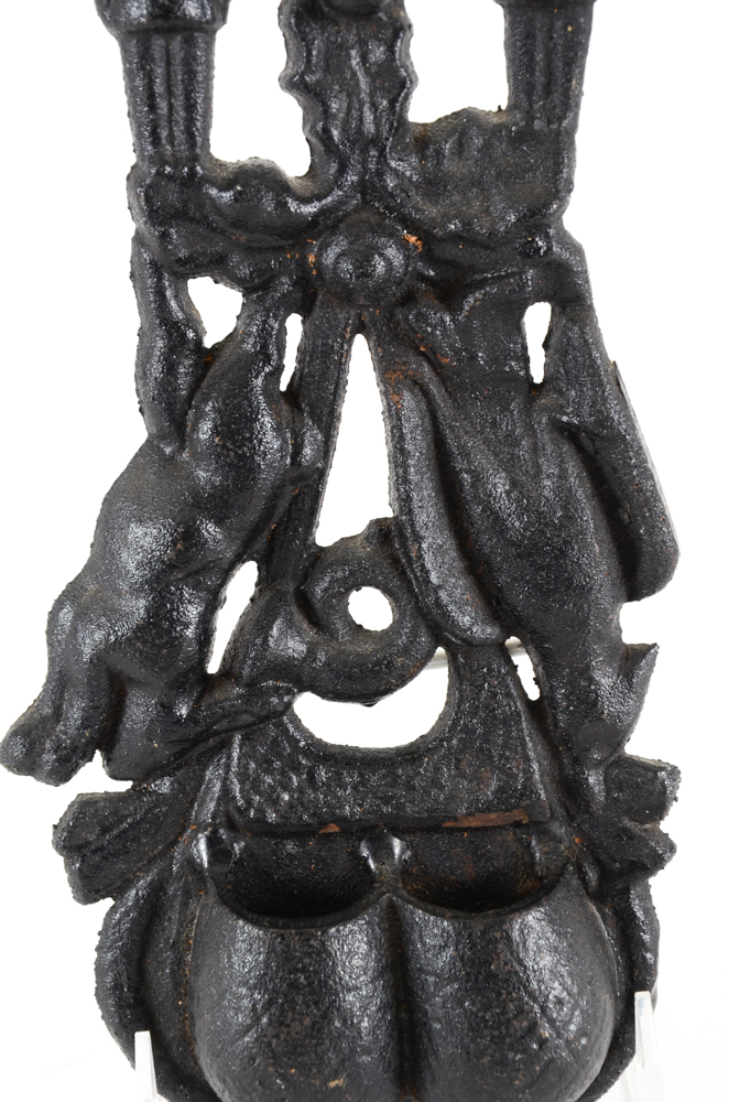 Vintage Black Forest Style Cast Iron Wall Pocket