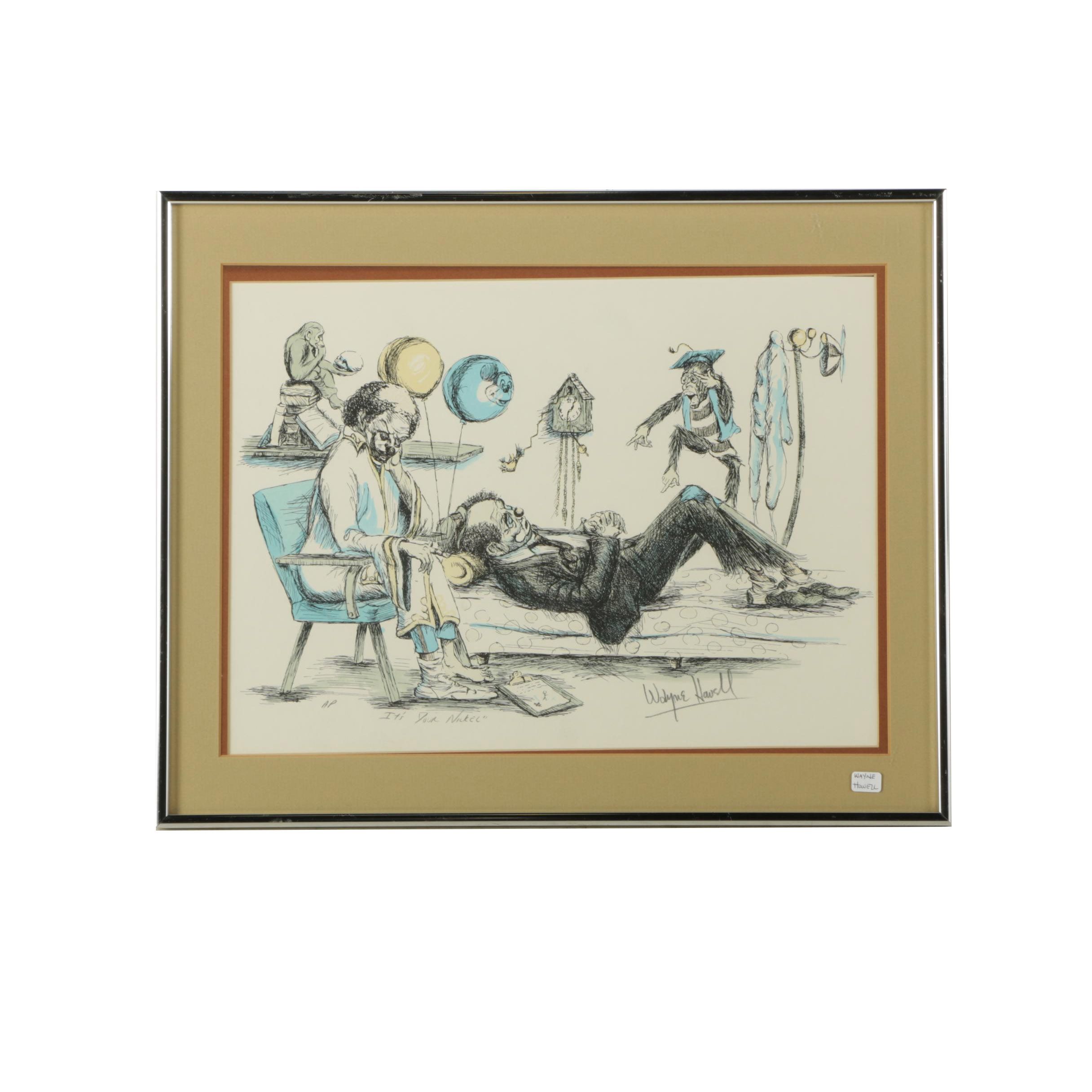 Wayne Howell Artist's Proof Color Lithograph "It's Your Nickel"