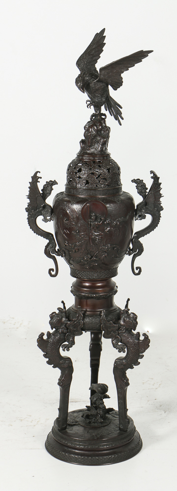Chinese Style Bronze Censors with Stands