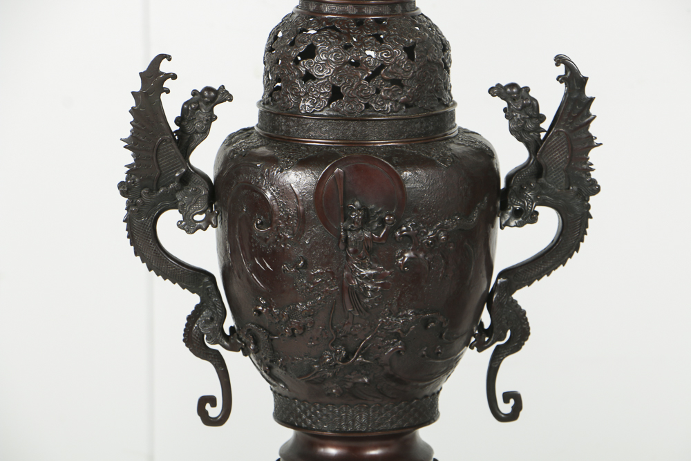 Chinese Style Bronze Censors with Stands