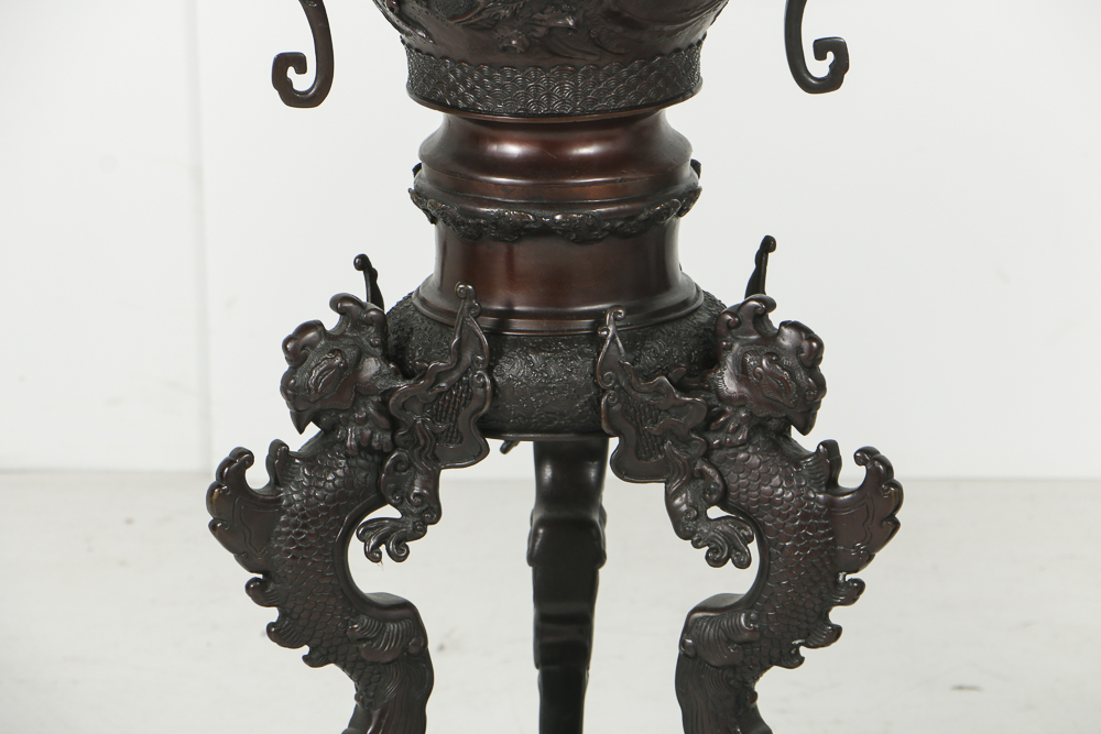 Chinese Style Bronze Censors with Stands