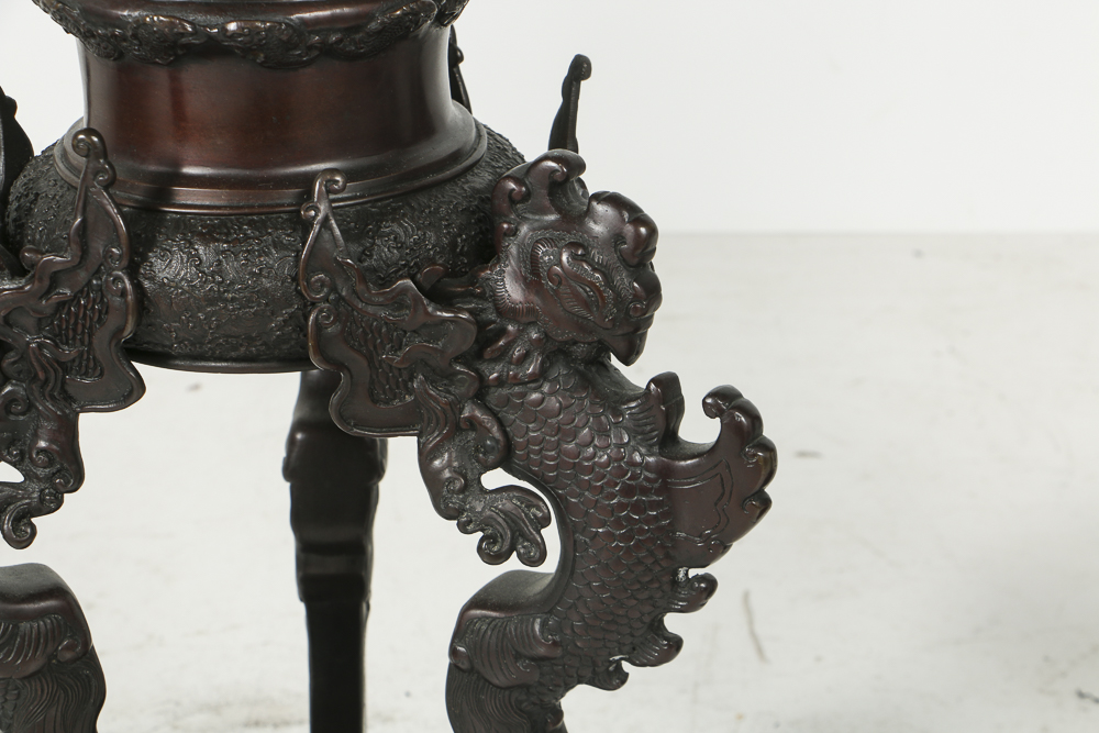 Chinese Style Bronze Censors with Stands