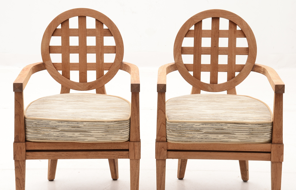 Solid Teak "Portico" Patio Chairs By McGuire