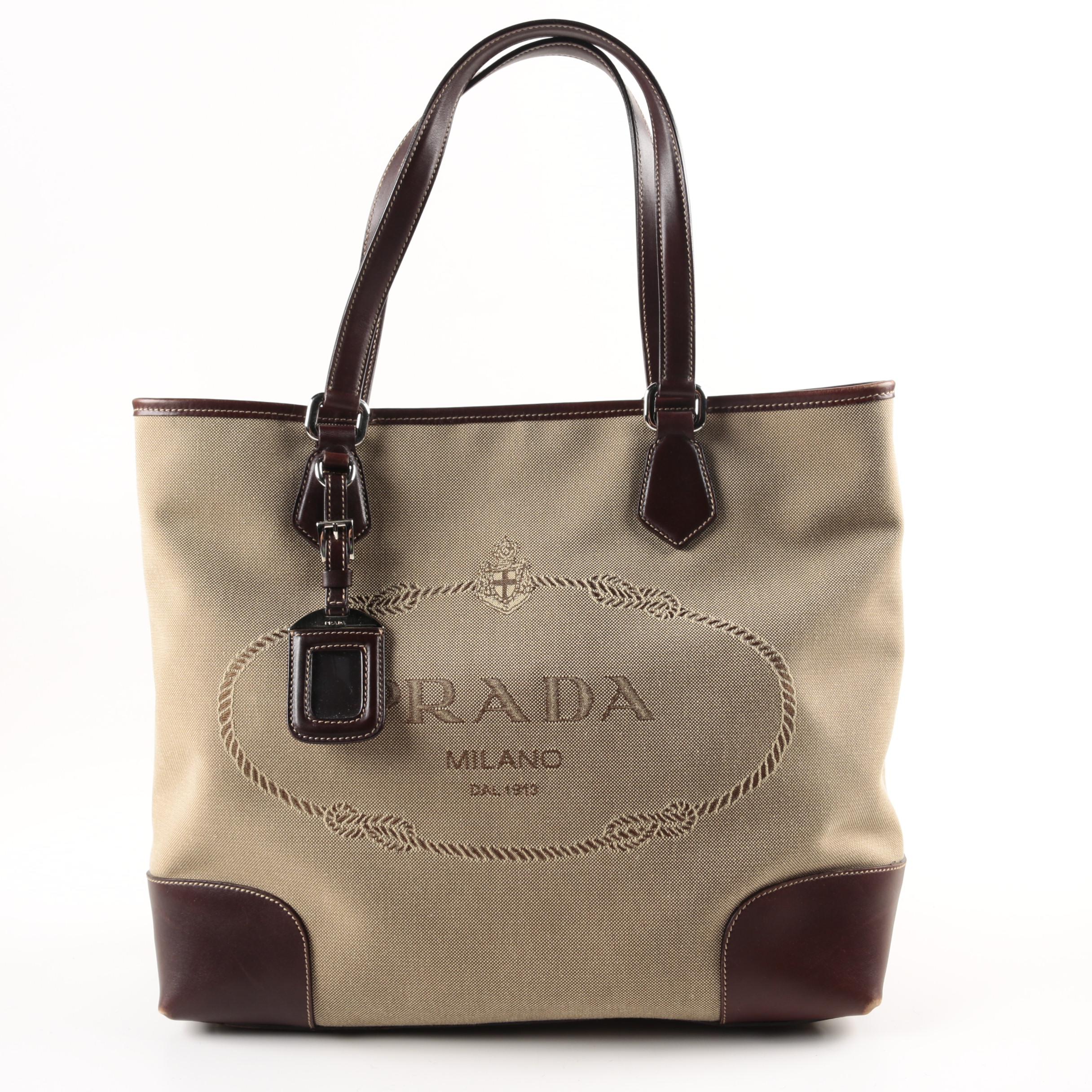 Prada Canvas Shopper Tote