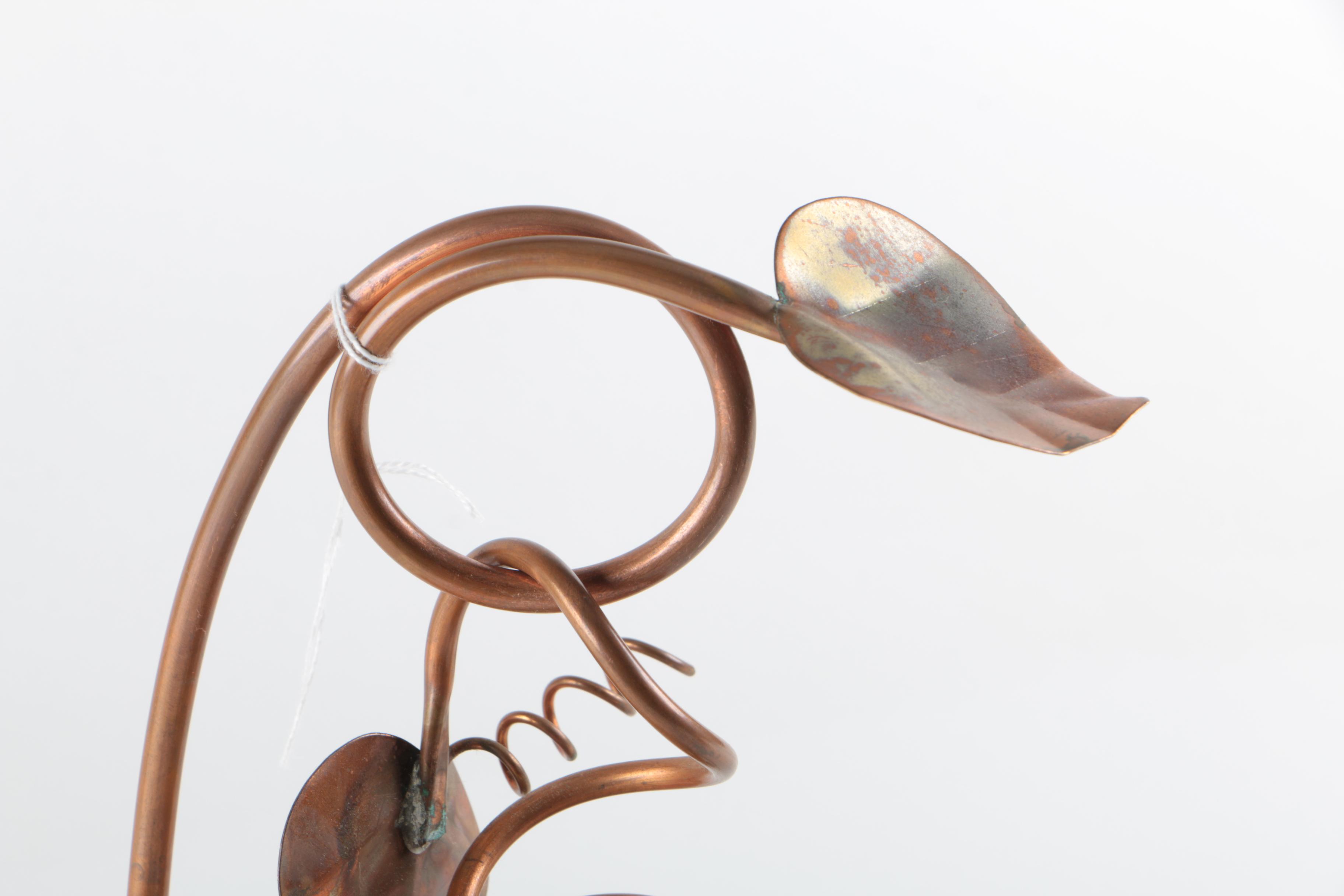 Hand Blown Glass Ball and Copper Stand